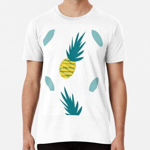 Remera Blue And Tropical Fruits Pattern Algodon Premium 