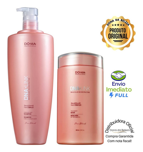 Imagem 1 de 2 de Kit Dna Shampoo 1l + Mascara Reconstrutora 800ml Doctor Hair