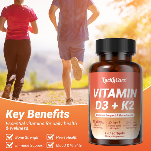 Luckycare Suplemento Vitamina D3 K2 10000 Ui Aceite Coco 120