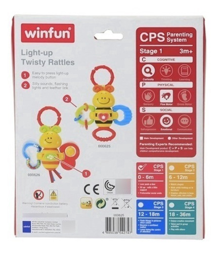 Imagen 3 de 3 de Winfun Abeja Con Mordedor Y Sonido Para Bebé +3 Meses