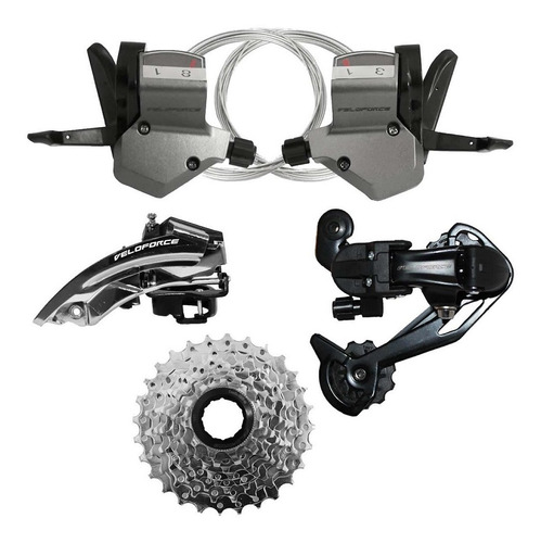 Kit Câmbio Para Bike 24 Marchas Mtb Veloforce 3 X 8v Index