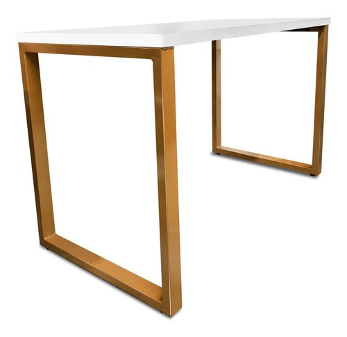 Mesa Industrial Escrivaninha Escritório 120cm Dourado com Branco