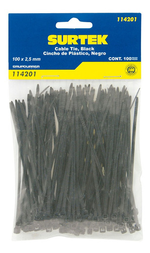 2 Paq Cinchos Plástico 203x3.6mm 50pz C/u Negro, 114209