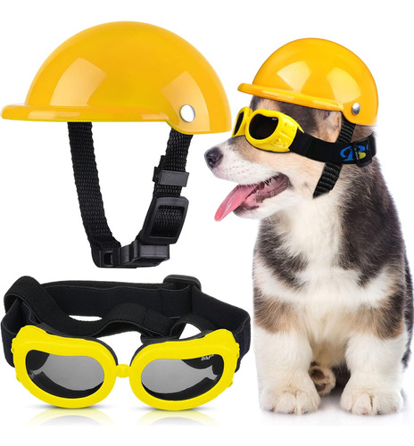 Juego De Casco Y Gafas Para Perros Para Mascotas, Casco Acol