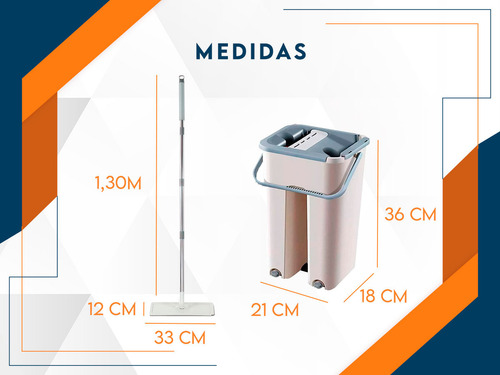 Trapeador Balde Escurridor 2 Mopas Paños Plana Limpieza 360°