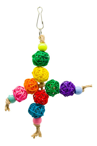 Bird Parrot Chew Toy Bolas De Ratán De Colores Enlace 
