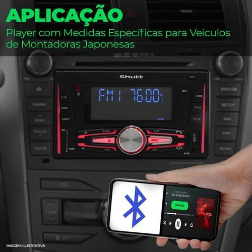 Rádio Automotivo 2 Din Mp3 Fm Bt Aux P2 Sd Shutt Tokyo