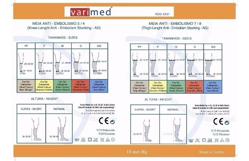 Meia Elástica Varimed 7/8 Meia Antiembolismo Antitrombo Branca M