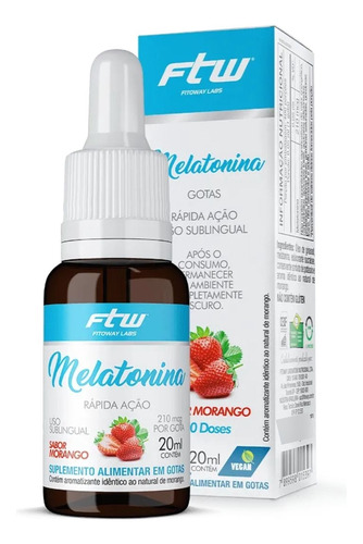 Melatonina Líquida Sublingual 20ml Ftw Morango Até 400 Doses Sabor Sem Sabor