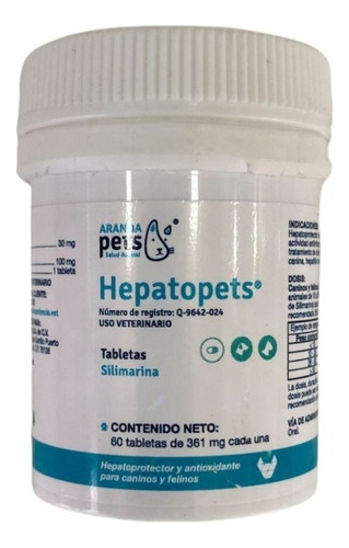 Hepatopets 60 Tab. Silimarina Hepatoprotector Y Antioxidante