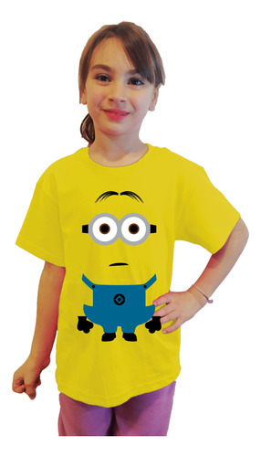 Polera Diseño Cara Minions02 Manga Corta Estampado Dtf