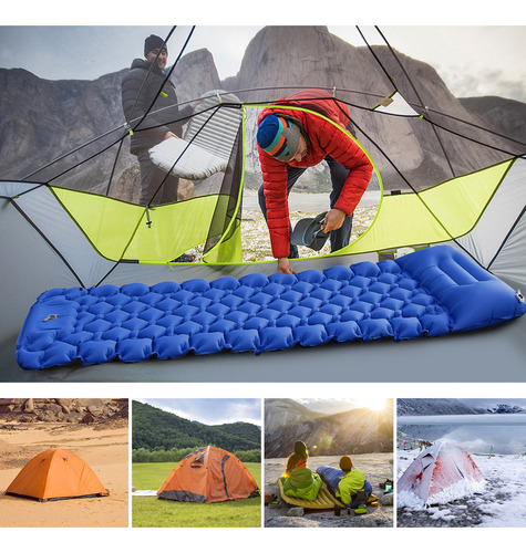 Colchón Inflable, Almohada Para Dormir Y Acampar Con Tapete
