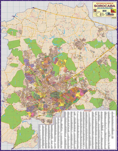 Mapa Cidade Sorocaba Politico Ruas Escolar Poster Escolar