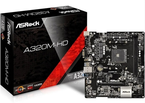 Placa Mãe Asrock A320m-hd Am4 Ddr4 Ultra M2 Para Ryzen 3000