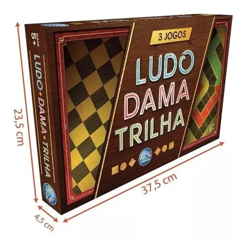 Kit 3 Jogos de Lógica Tabuleiro Xadrez Dama e Trilha - Big Boy