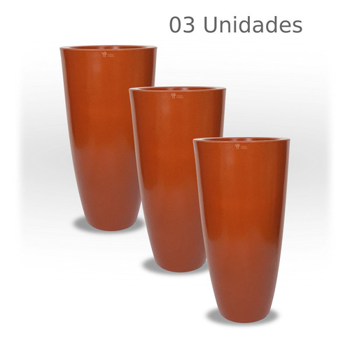 Kit 3 Vasos Plastico Para Plantas Jardim Cônico Bojo Tam. 10