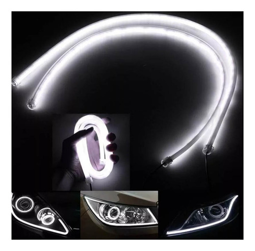 Imagen 4 de 7 de Tira Led Drl Flexible 60cm Blanca Ambar Luz De Giro Auto 4x4