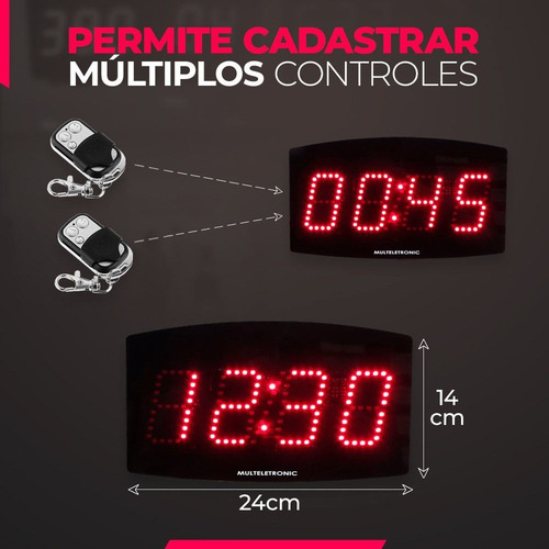 Kit Painel Relógio Led + Sirene Industrial Escola Empresa