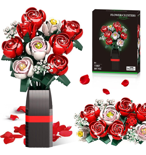 Kit De Construcción De Ramo De Flores De Rosa Como Regalo Pa