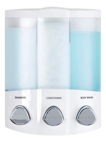 Dispensador Despachador Triple Shampoo Jabón Corporal Ducha Color Gris