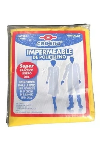 Impermeable De Polietileno Unitalla Súper Ligero Y Práctico