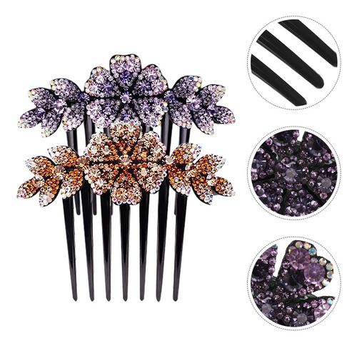 6 Peines Laterales Para El Pelo: Peines De Flores Con Diaman