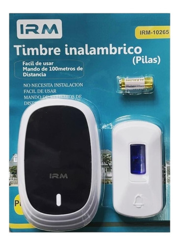 Timbre Inalámbrico Enchufe Botón Puerta Incluye Pila, Ring 