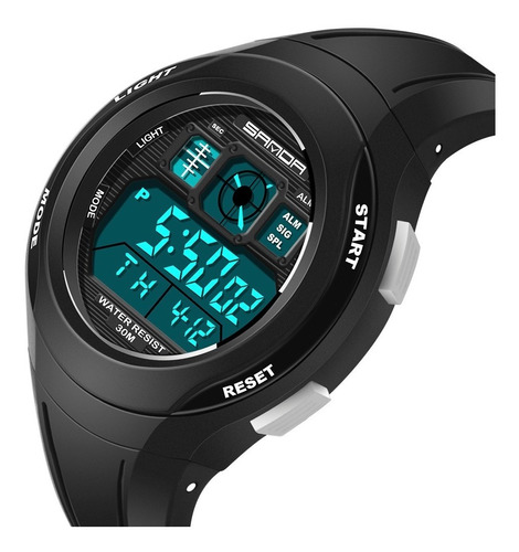 Reloj Digital Manilla Goma Resistente Agua Sanda 331 Negro