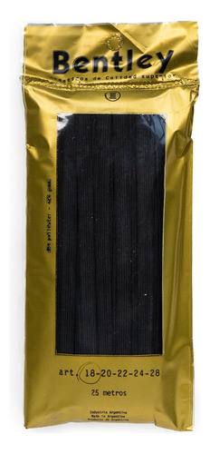 Elástico Liso Marca Bentley - Art 20 De 9mm X 25 Mts Negro