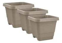 Comprar Kit X 3 Maceta Cuadrada Plastico 18lts Jardineria 32x32x29cm