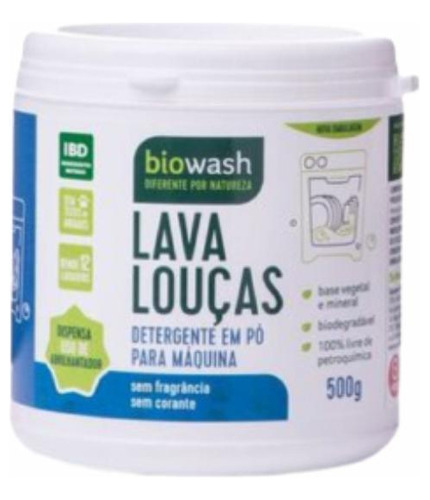 Kit 2 Detergente Lava Louças Pó Biodegradável Biowash 500g