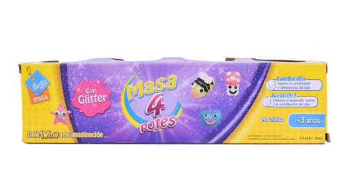 Juego De Masas Pote X 4 Con Glitter Art 7640 Loonytoys