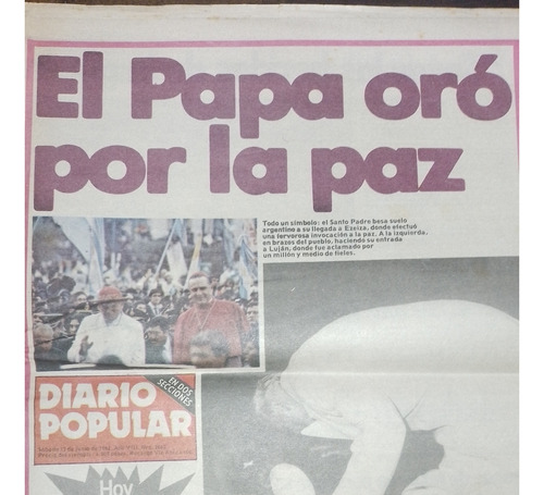 Diario Popular * Guerra De Malvinas - Juan Pablo 2 Año 1982