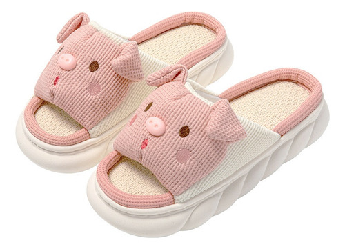 Pantuflas De Cerdito Para Mujer Suaves Cómodas Lino Mudas