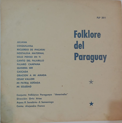 Disco Vinilo Folklore Del Paraguay