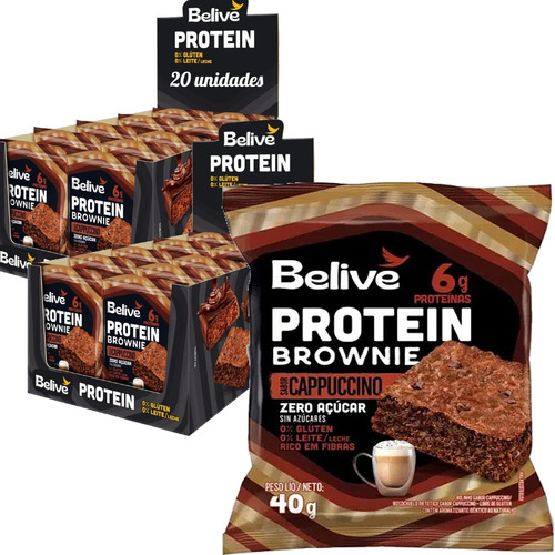 Protein Brownie Cappuccino Belive Zero 40g (20 Unidades) Kit