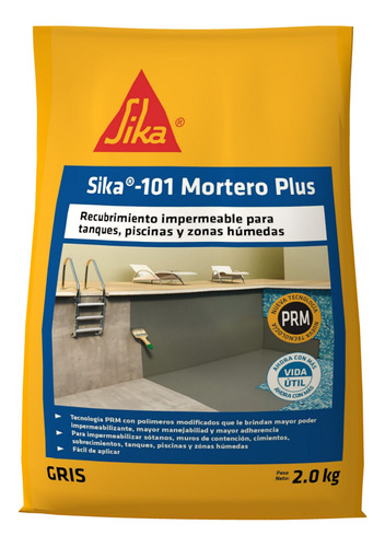 Sika-101 Mortero Plus Recubrimiento Impermeable Gris 2kg