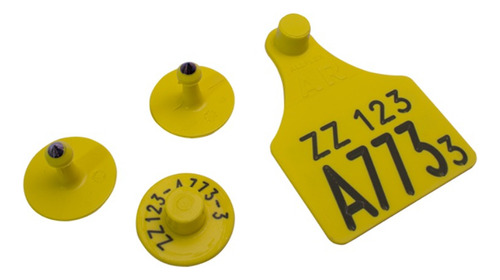 Caravana Allflex Senasa X 50 Unidades (tarjeta + Boton) Color Amarillo