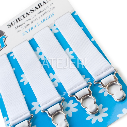 Imagen 7 de 8 de Elásticos Sujeta Sabanas Extra Largo Dt Terminal Metal 4 Un