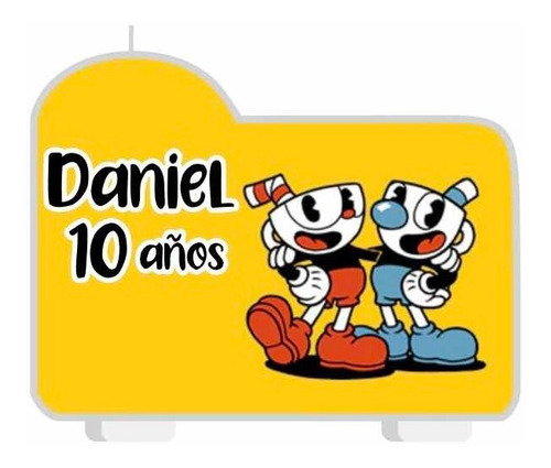 Vela De Cumpleaños Personalizada Tematica Cuphead Cup Head