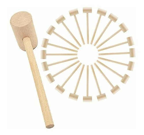 Aulufft 20pcs Wooden Hammers Mallet, Mini Wood 7v2qd