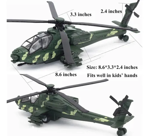 Otonopi Helicóptero Militar Pull Back Ejército Avión Jugu...