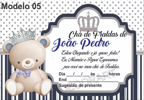 Convite Chá De Bebê Urso Príncipe