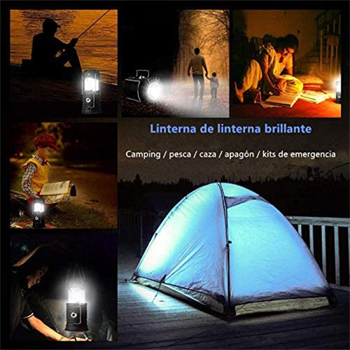 Lampara Recargable Solar Led Colgante De Campismo 3 En 1