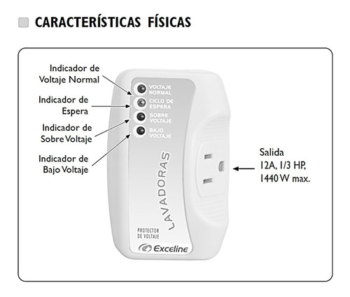 Imagen 3 de 6 de Protector De Voltaje Exceline Para Lavadoras 120v