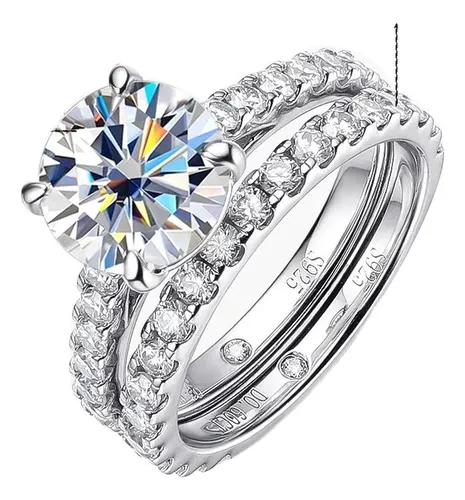 Conjunto Elegante De Anéis De Noiva Moissanite
