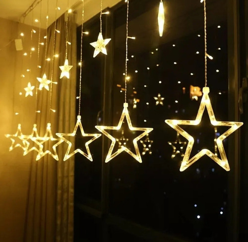 Cortina Luz Led Estrellas Exterior Cumpleaños Evento Navidad