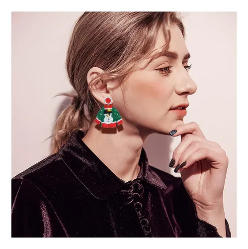 Pendientes De Cuentas De Navidad Para Mujer, Pingüinos Feo,