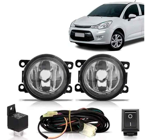 Kit Farol Milha Citroen C3 2009 10 11 12 Com Botão Universal