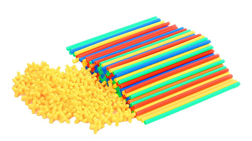 Construccion Con Tubos Conexiones Colores Straws 200 Pzas
